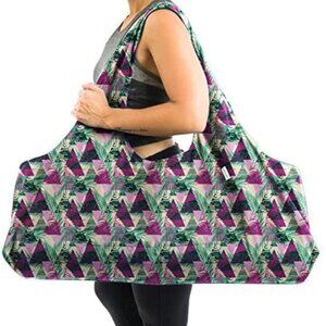 Yogiii Canvas Yoga Mat Tote Holder Carrier Bag Geometric Tree Leaf Pattern